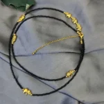 Black Beaded Kamarband With Elephant Charms