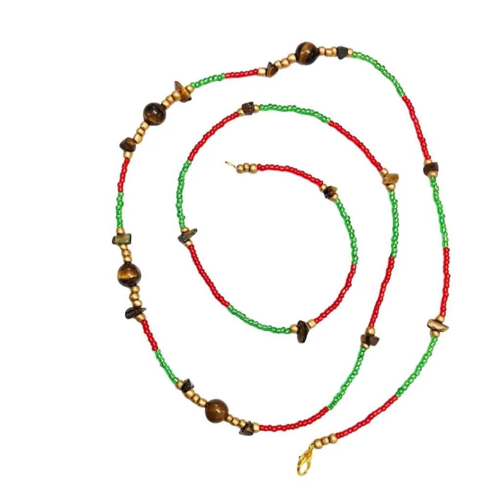Crystal Beads & Brown Tiger Eye Waist Chain