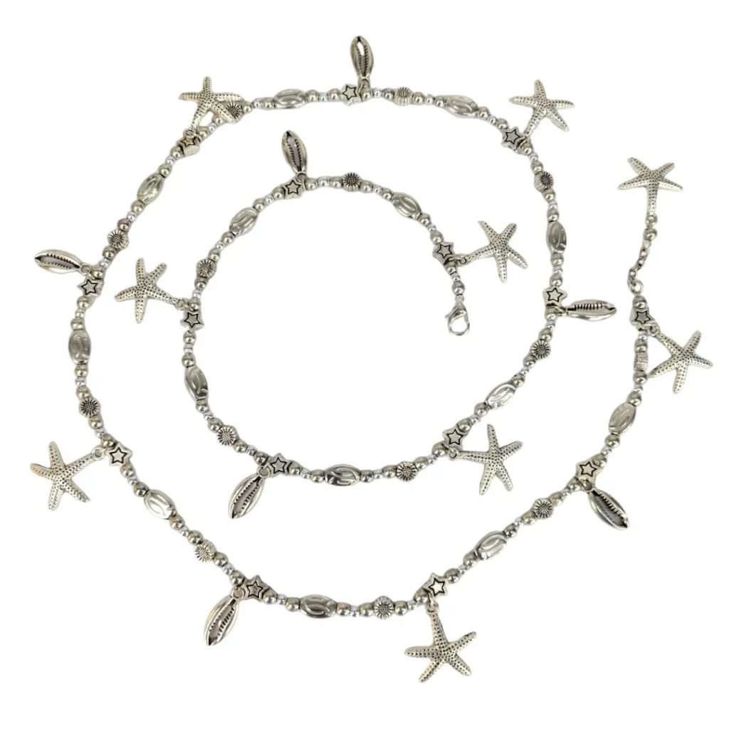 Silver Beach Style Beaded Waist Chain