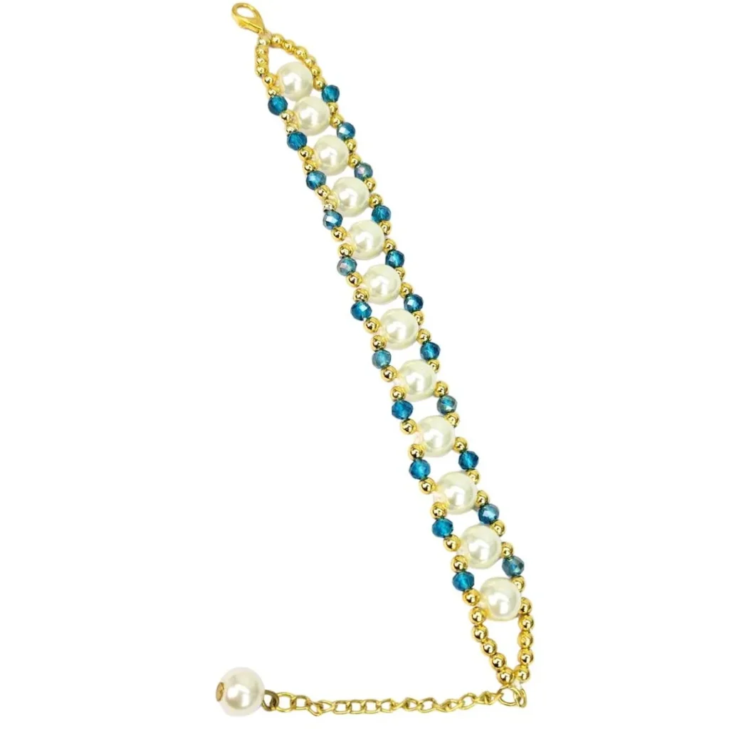 Statement Double Layer Pearl Bracelet With Beads