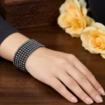 Wide Cuff Style Bracelet With Multi-Row Beads