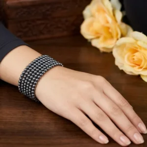 Wide Cuff Style Bracelet With Multi-Row Beads