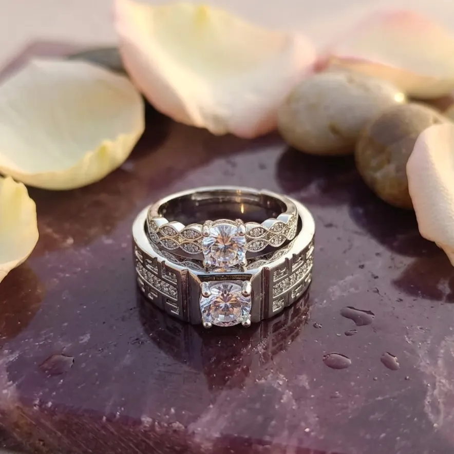 Elegant His & Her AD Couple Ring Set