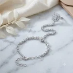 Silver-Tone Floral American Diamond Hand Jewelry