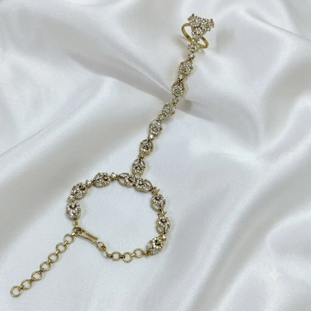 Designer Floral Cubic Zirconia Hath Chain