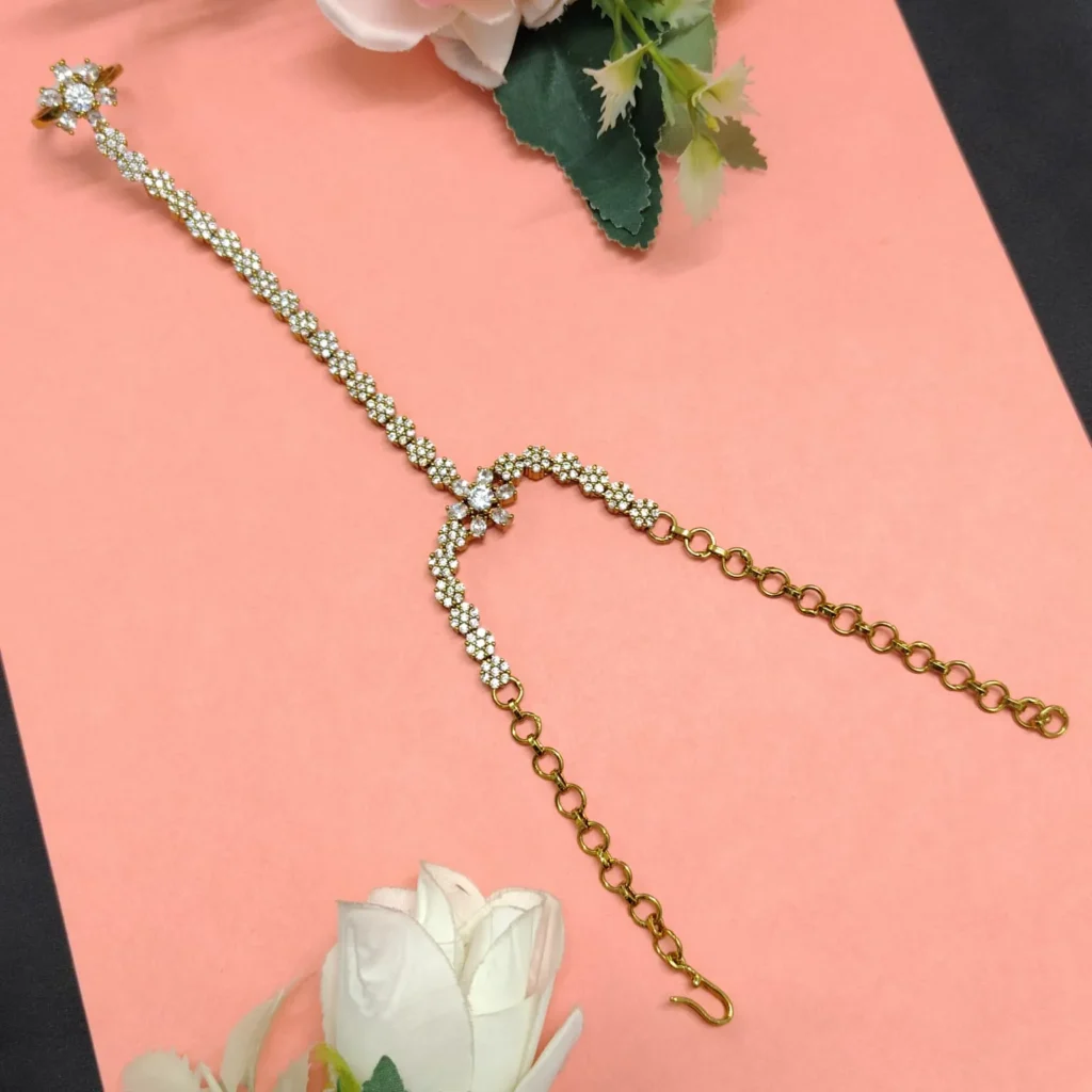 Traditional Floral Cubic Zirconia Hath Phool