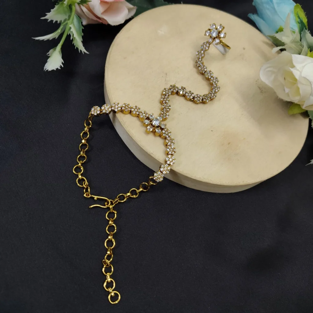 Traditional Floral Cubic Zirconia Hath Phool