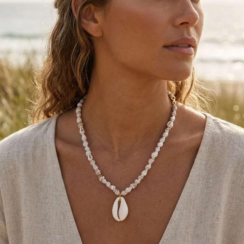 Handcrafted Coastal-Inspired Boho Shell Necklace