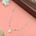 Coastal Beaded Necklace With Cowrie Shell Pendant