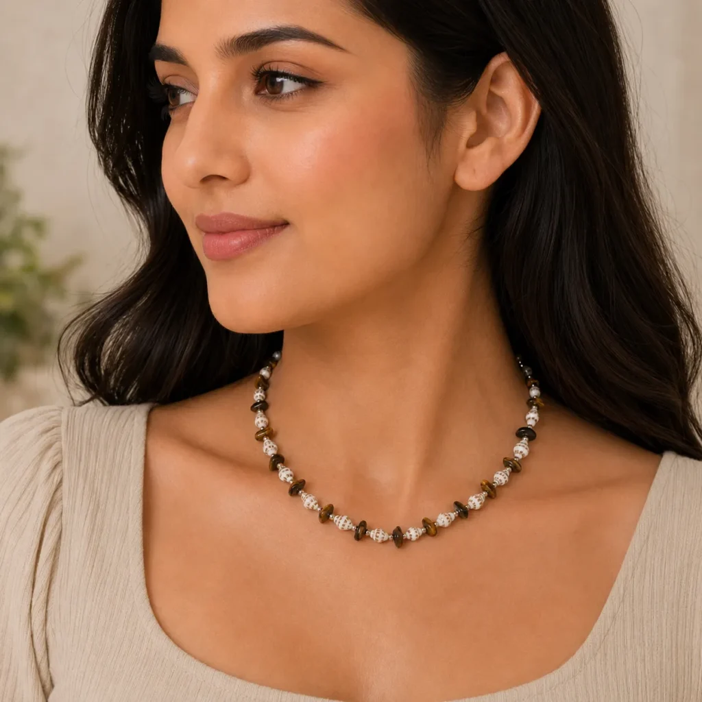 Natural Shell & Beaded Statement Necklace