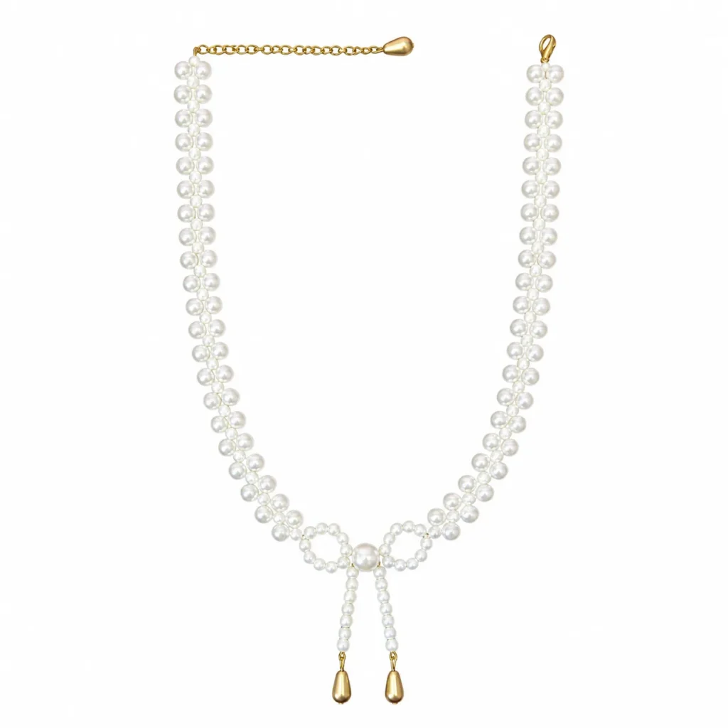 Stylish Pearl & Beaded Bow Necklace