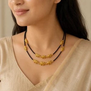 Gold-Tone Elephant Charm Dual Layer Necklace