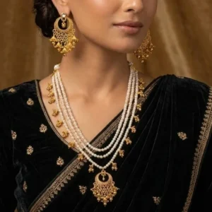 Layered Glass Bead Necklace & Earrings Set