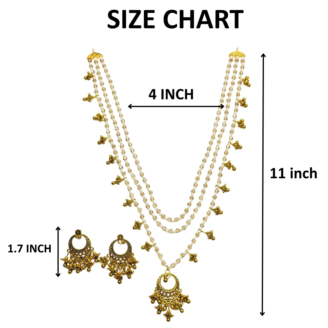 Layered Glass Bead Necklace & Earrings Set