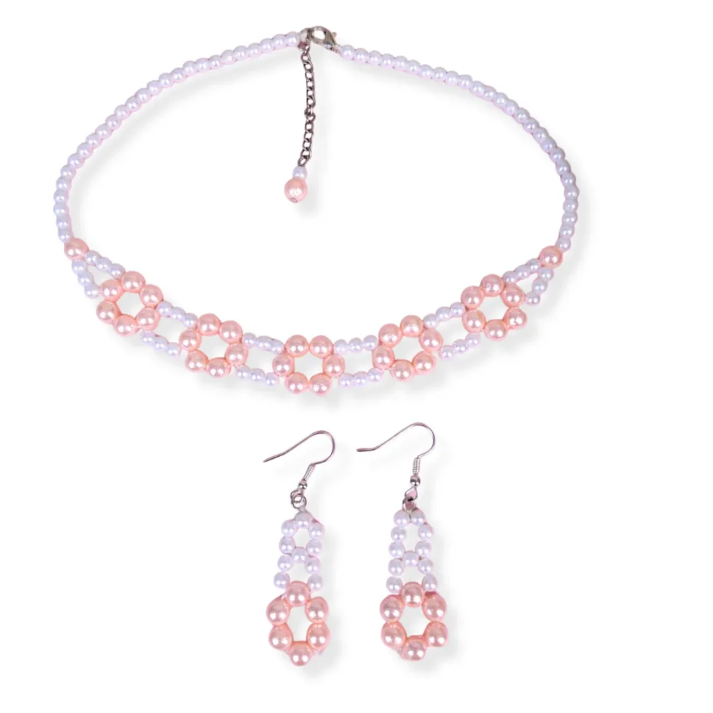 Blush Beads Dual-Tone Floral Jewelry Set