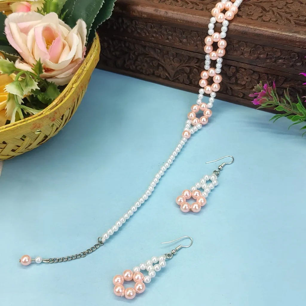 Blush Beads Dual-Tone Floral Jewelry Set