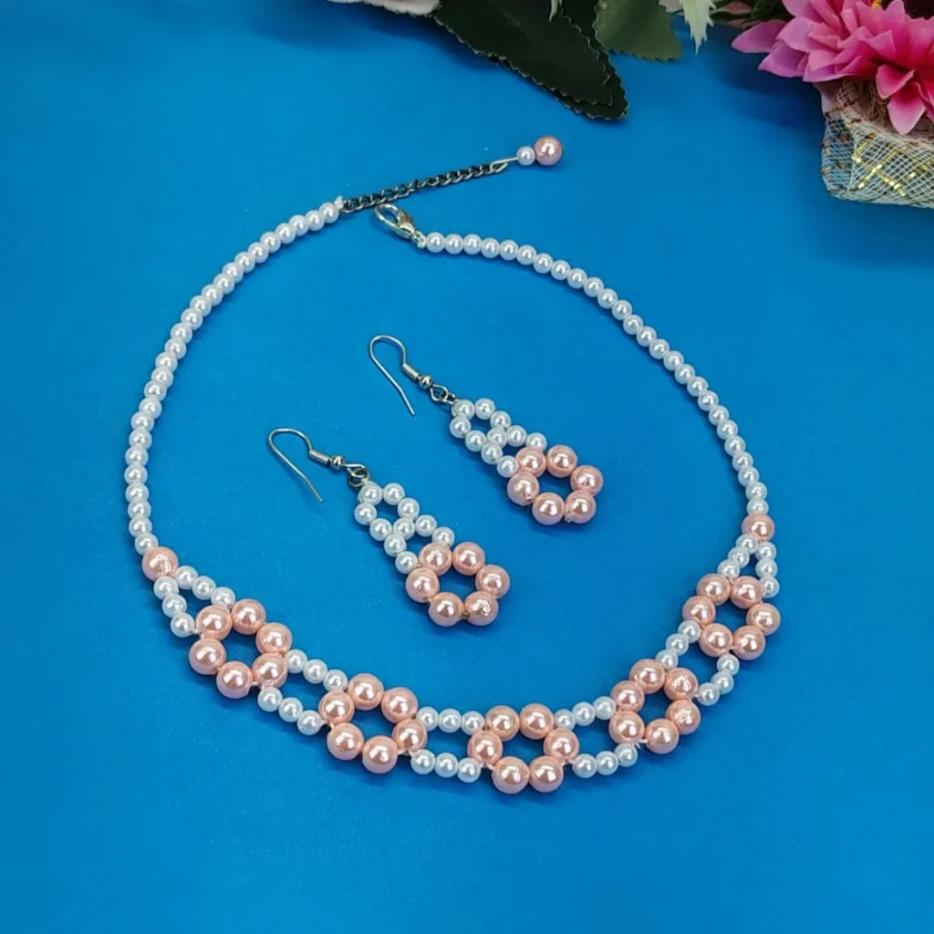 Blush Beads Dual-Tone Floral Jewelry Set