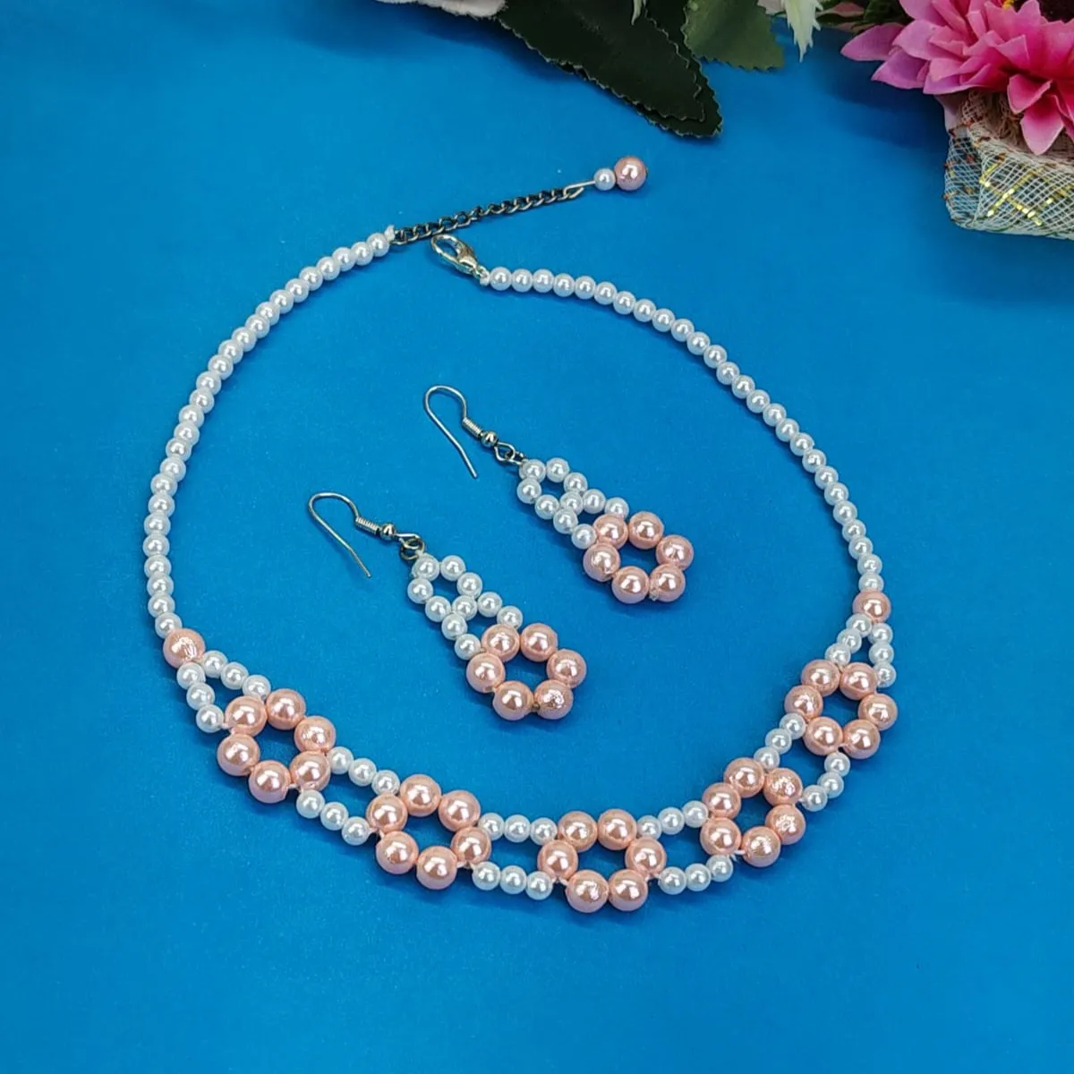 Blush Beads Dual-Tone Floral Jewelry Set