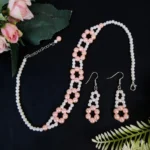 Blush Beads Dual-Tone Floral Jewelry Set