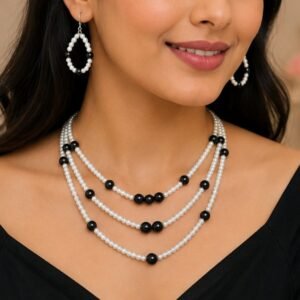 Black & White Pearl Beaded Jewelry Set