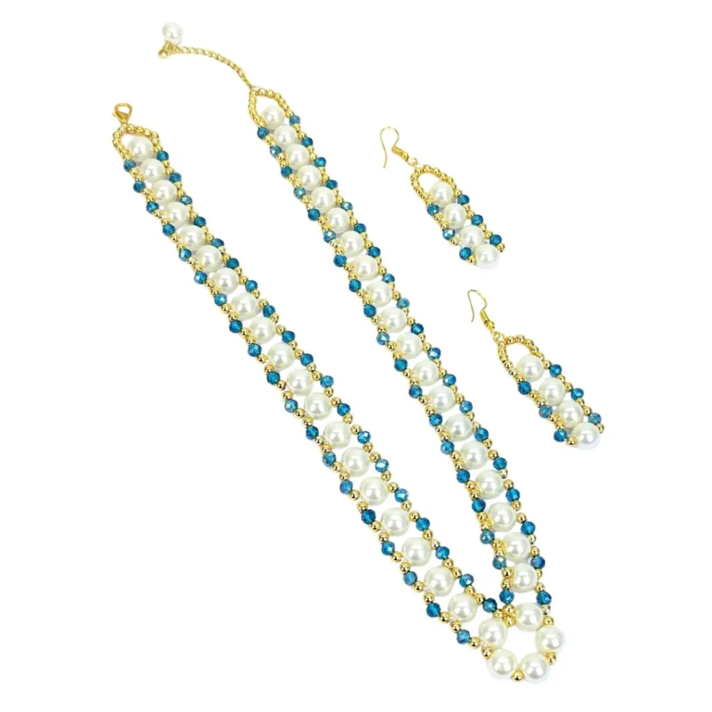 Designer Handmade Beaded Necklace And Earrings Set