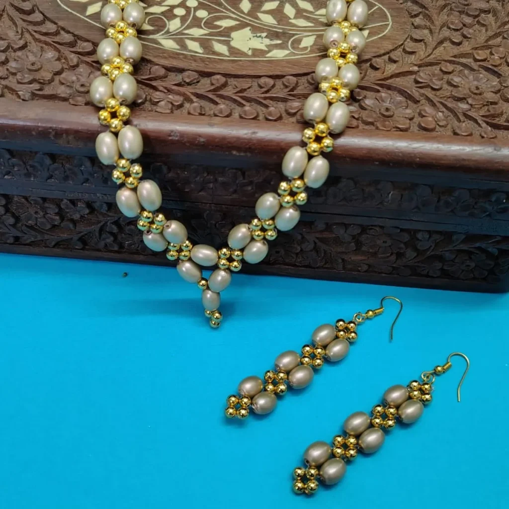 Rose Gold & Golden Beaded Jewelry Set