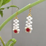 White Pearl & Red Beaded Floral Choker Set