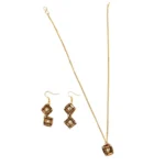 Geometric Pearl Pendant with Matching Earrings