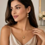 Geometric Pearl Pendant with Matching Earrings