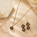 Geometric Pearl Pendant with Matching Earrings