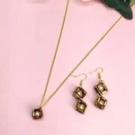 Geometric Pearl Pendant with Matching Earrings