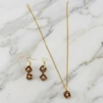 Geometric Pearl Pendant with Matching Earrings