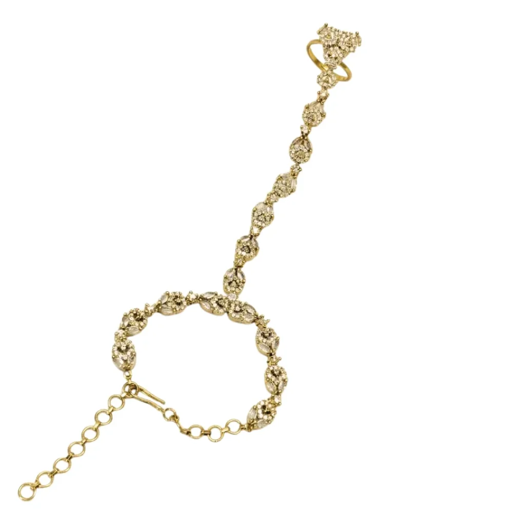 Designer Floral Cubic Zirconia Hath Chain
