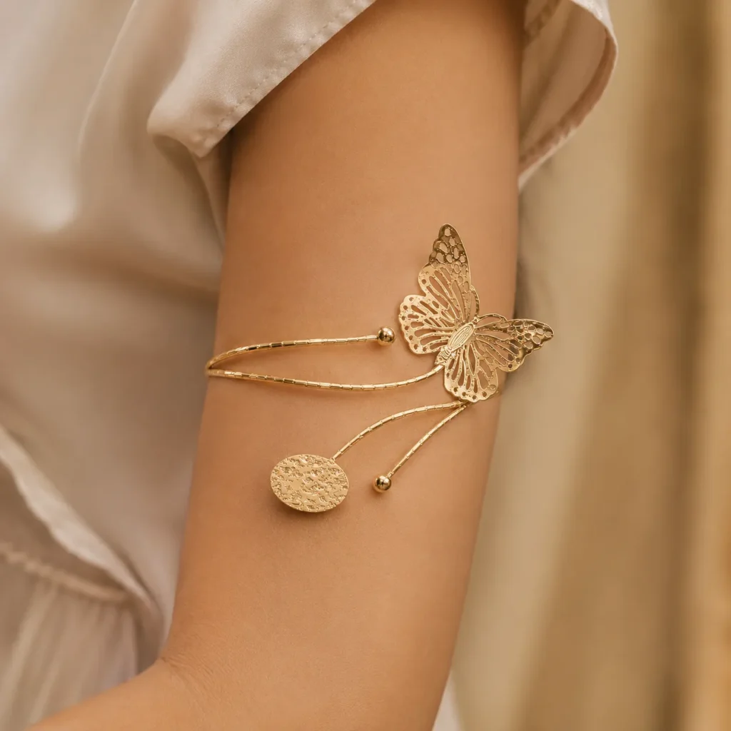Rose Gold-Tone Butterfly Arm Cuff for Women