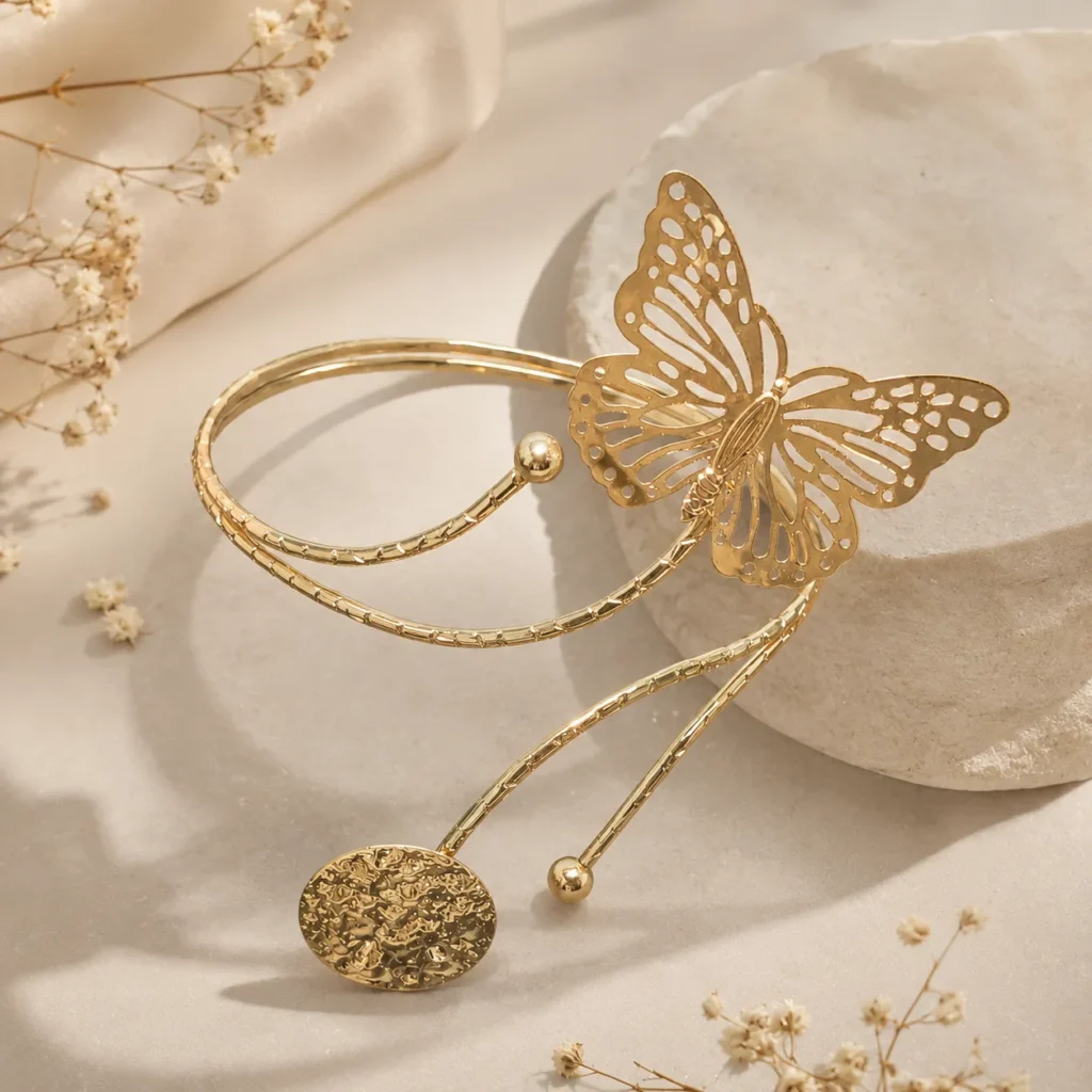 Rose Gold-Tone Butterfly Arm Cuff for Women