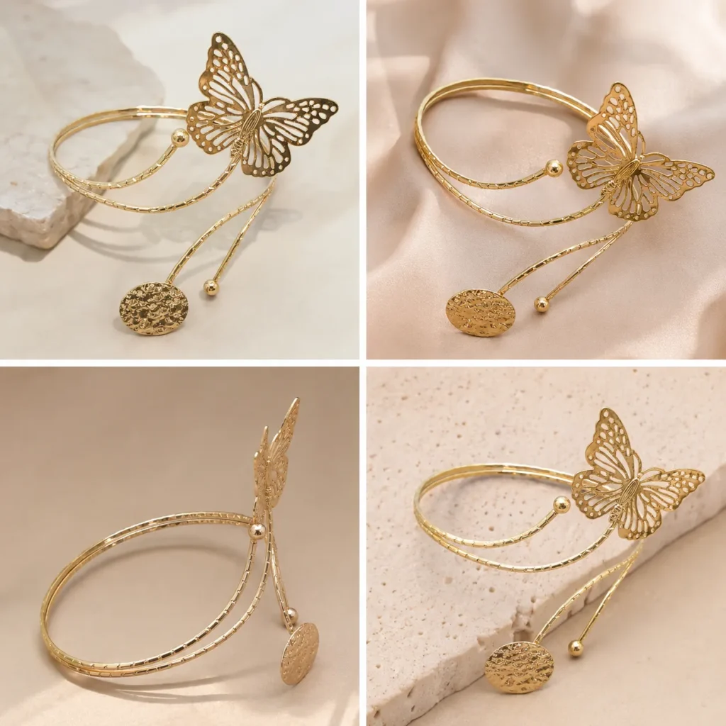 Rose Gold-Tone Butterfly Arm Cuff for Women