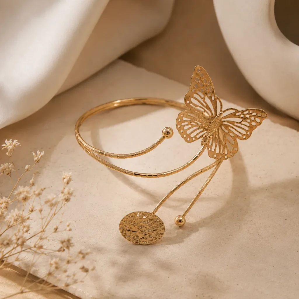 Rose Gold-Tone Butterfly Arm Cuff for Women