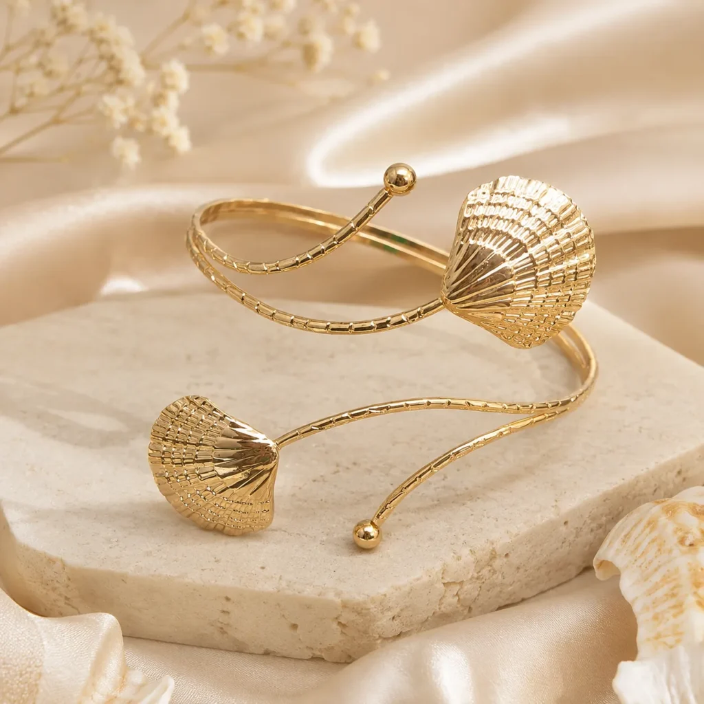 Rose Gold Open Cuff Upper Arm Bracelet