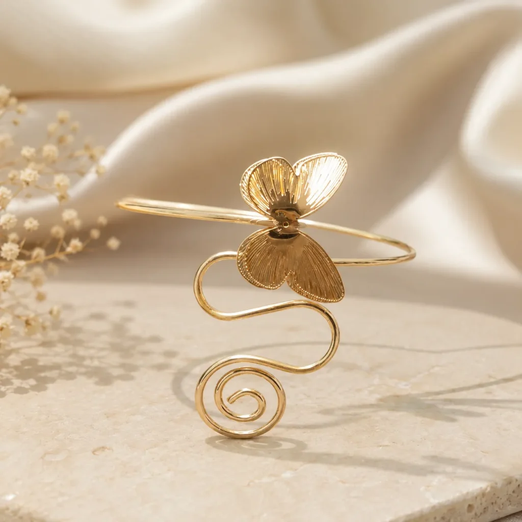 Rose Gold Butterfly Spiral Bicep Cuff