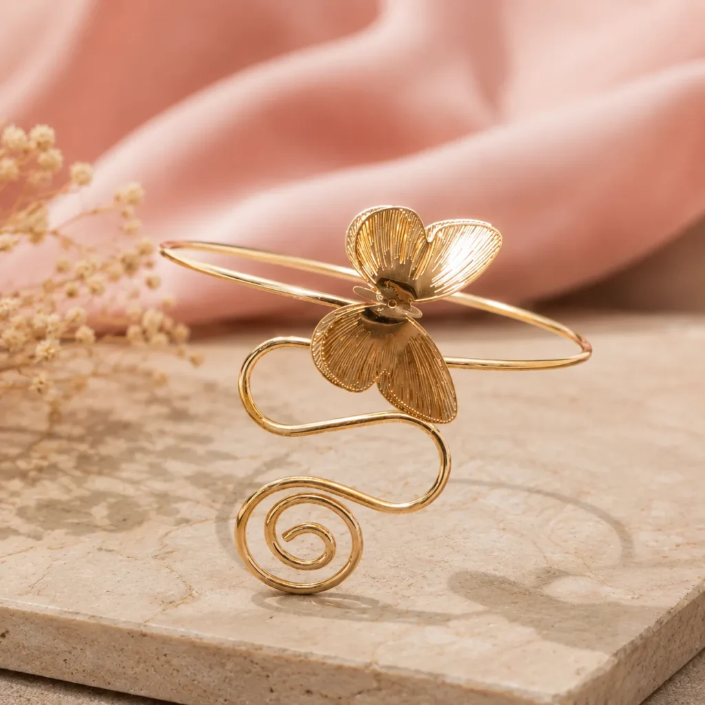 Rose Gold Butterfly Spiral Bicep Cuff