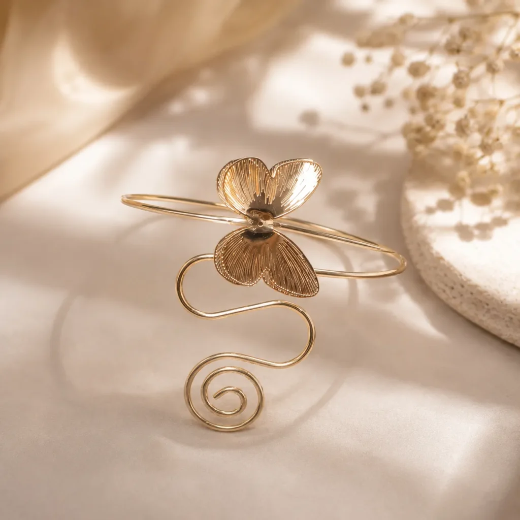 Rose Gold Butterfly Spiral Bicep Cuff