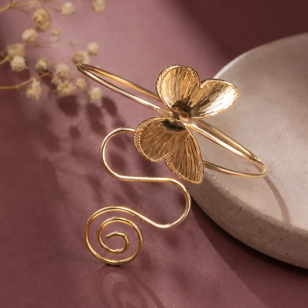 Rose Gold Butterfly Spiral Bicep Cuff