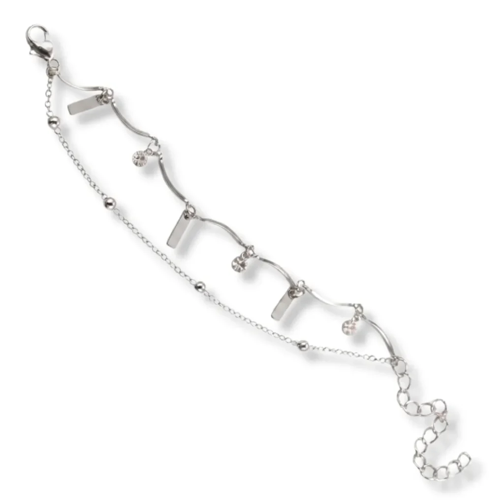 Minimalist Silver-Tone Wave Design Anklet