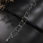 Minimalist Silver-Tone Wave Design Anklet