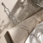 Minimalist Silver-Tone Wave Design Anklet