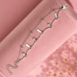 Minimalist Silver-Tone Wave Design Anklet