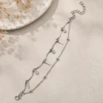 Minimalist Silver-Tone Wave Design Anklet