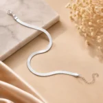 Flat Sleek Silver-Tone Chain Anklet