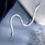 Flat Sleek Silver-Tone Chain Anklet