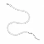 Flat Sleek Silver-Tone Chain Anklet